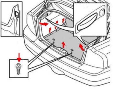 the scheme of fastening of the rear bumper Volvo S80 (1998-2006)