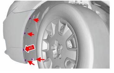 the scheme of fastening of the front bumper Volvo S80 (2006-2016)