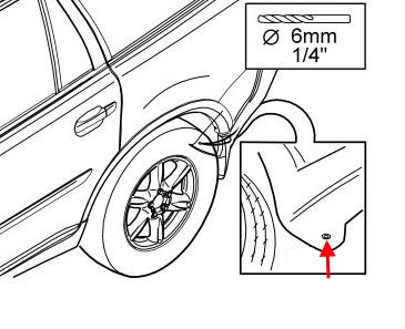 esquema de montaje del parachoques trasero Volvo XC90 (2002-2014)