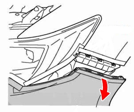 Diagrama de montaje del parachoques delantero del Acura ILX