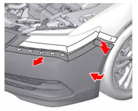 Esquema de montaje del parachoques delantero Acura TLX (2014+)