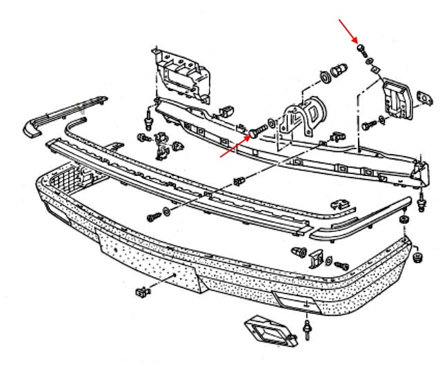 Front bumper mounting scheme Audi 100 C3 III (1982-1991)