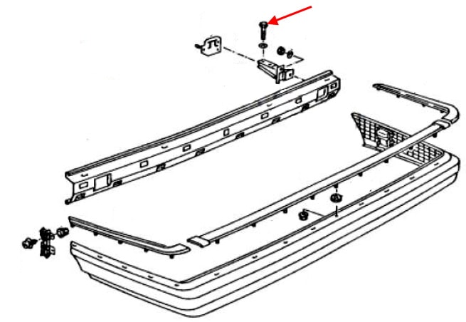 Mounting scheme rear bumper Audi 100 C3 III (1982-1991)