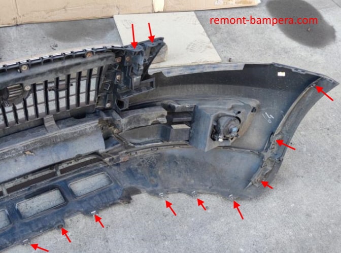 punti di attacco del paraurti anteriore Audi Q5 I 8R (2008-2017)