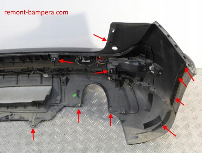 punti di attacco paraurti posteriore Audi Q5 I 8R (2008-2017)