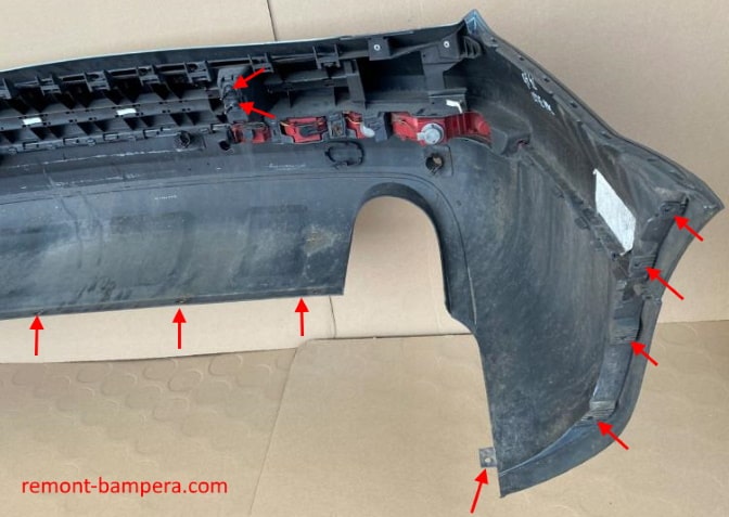 points de fixation du pare-chocs arrière Audi Q7 I 4L (2005-2015)