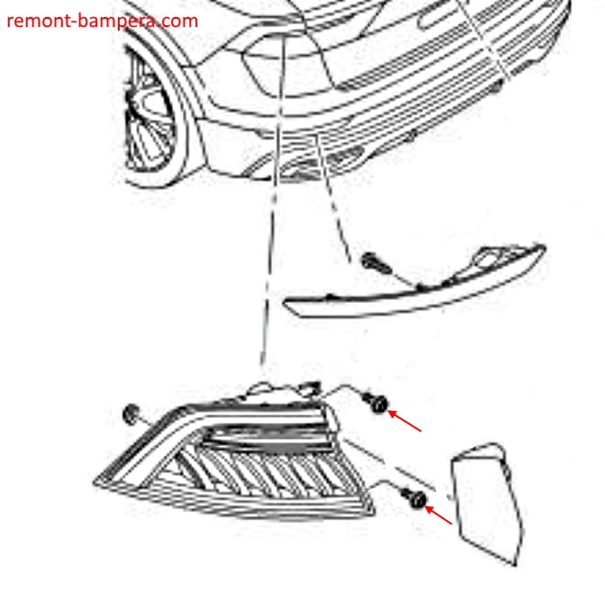 Schema montaggio luci posteriori Audi Q8 I (2018+)