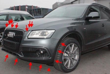 punti di attacco paraurti anteriore Audi Q5 I 8R (2008-2017)