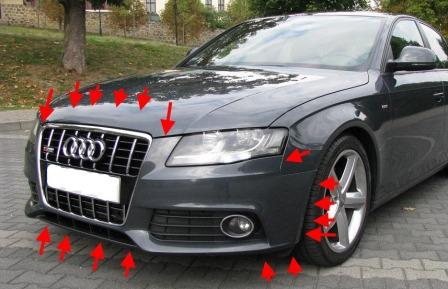 points de fixation pare-chocs avant AUDI A4 B8