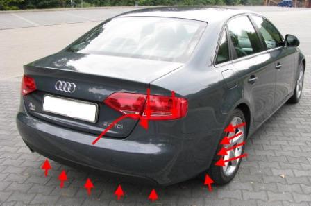 points de fixation pare-chocs avant AUDI A4 B8