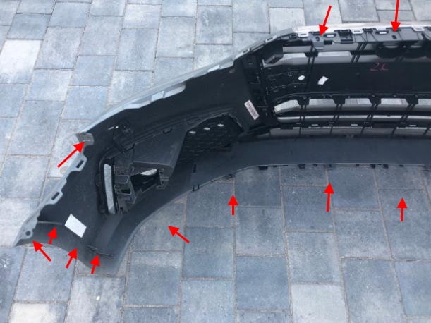 puntos de fijación del parachoques delantero Audi A4 V B8 (2016+)