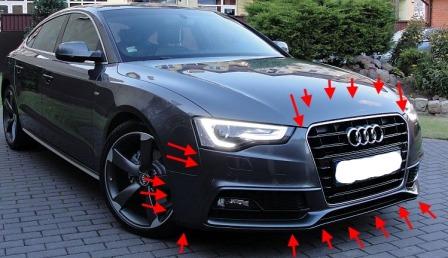 Befestigungspunkte für die vordere Stoßstange Audi A5 I (8T/8F) (2007-2016)