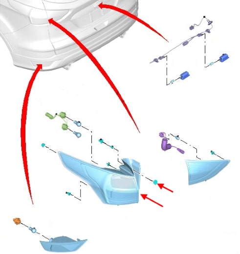 Ford Escape-Rücklicht-Montagediagramm (2012-2019)