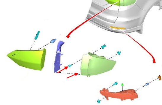 Befestigungsschema Rücklicht Ford Galaxy / S-Max (2015+)