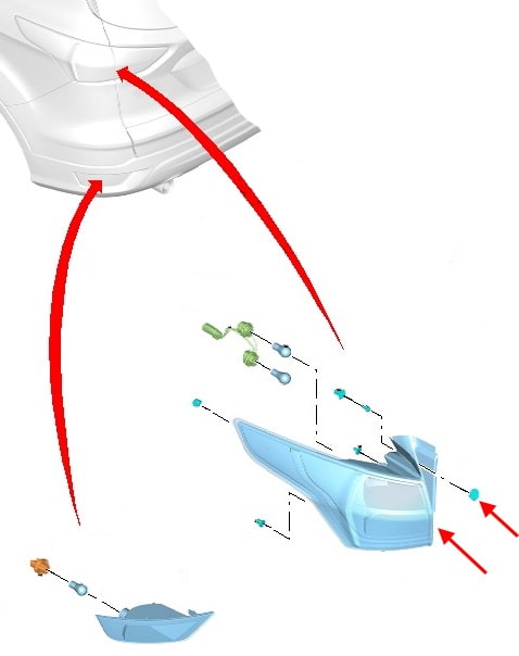 Ford Kuga Rücklicht-Montagediagramm (2011-2019)