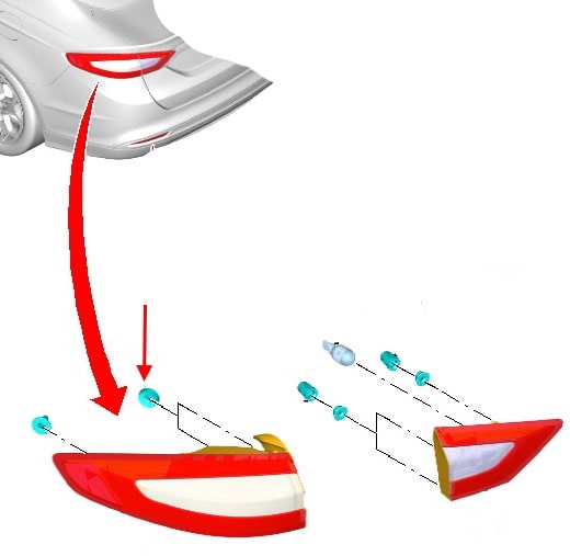 Einbauschema Rückleuchte Ford Mondeo Mk5 (2013-2019)