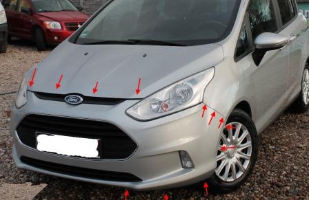 Befestigungspunkte für die Frontstoßstange Ford B-Max 