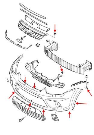 Montageplan für Frontstoßstange Ford C-Max 1 (Focus)