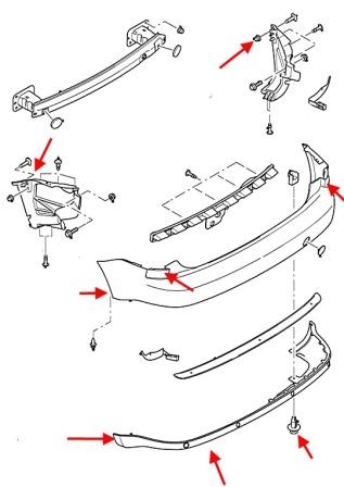 Ford C-Max 1 Heckstoßstangen-Montageschema (Fokus)