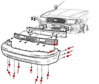 schema montaggio paraurti anteriore Ford Crown Victoria