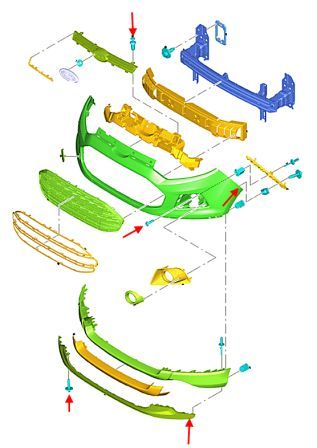 Montageplan der vorderen Stoßstange Ford EcoSport