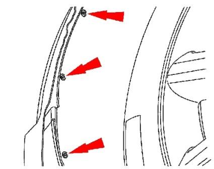 Montageplan für die vordere Stoßstange des Ford Edge 1 (2006-2014)