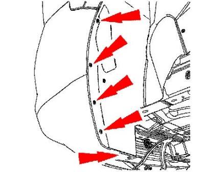 Montageplan für die hintere Stoßstange des Ford Edge 1 (2006-2014)