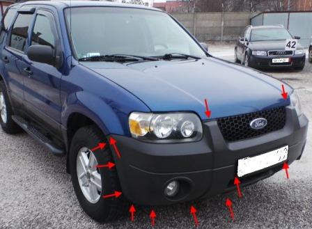 Befestigungsstellen eines Frontstoßfängers Ford Escape (ab 2001 - 2007)