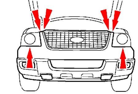 Montageplan für Frontstoßstange Ford Expedition II (2003 - 2006)