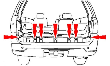 Montageplan für die hintere Stoßstange des Ford Expedition II (2003 - 2006)