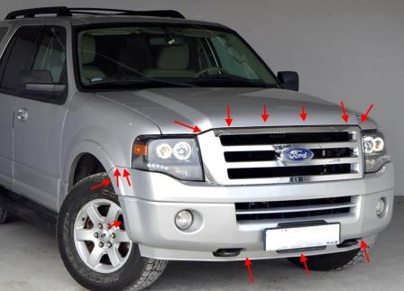 Montageorte für die vordere Stoßstange des Ford Expedition III (nach 2007)