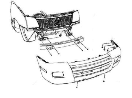 Montageplan der vorderen Stoßstange Ford Explorer IV (2006-2010)