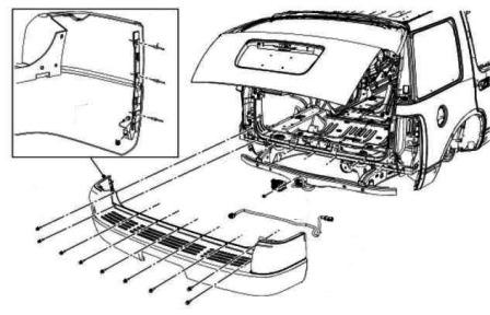 Montageplan für die hintere Stoßstange des Ford Explorer IV (2006-2010)