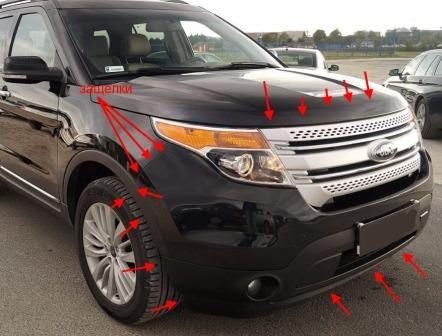 Montageorte der Ford Explorer V-Frontstoßstange (nach 2010)