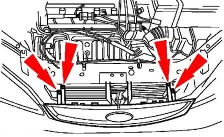 Montageplan für den Kühlergrill des Ford Grill 1 (1998-2005)