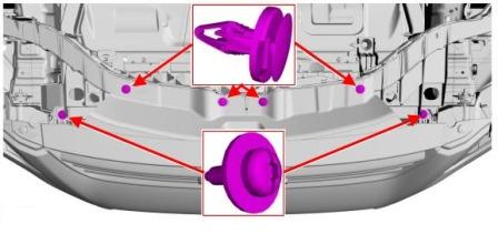 Montageplan für die vordere Stoßstange des Ford Focus 3 (seit 2012)