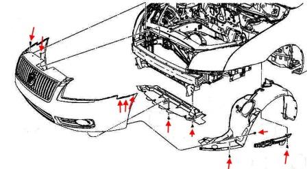 Montageplan für Frontstoßstange Ford Fusion (2002 - 2012) USA