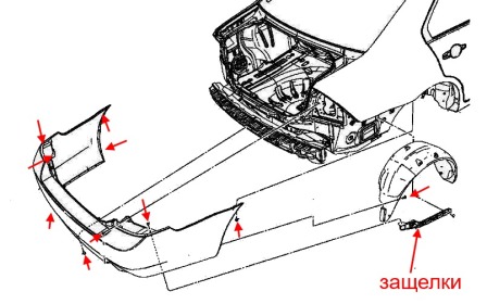 Montageplan für Heckstoßstange Ford Fusion (2002 - 2012) USA