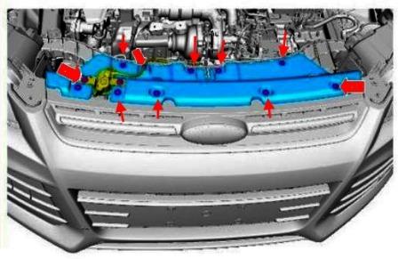 схема крепления переднего бампера Ford Kuga 