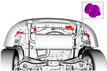 схема крепления заднего бампера Ford Kuga 