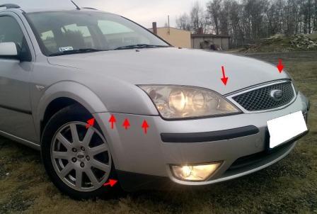 Befestigungsstellen einer Frontstoßstange Ford Mondeo Mk3 (2000-2007)