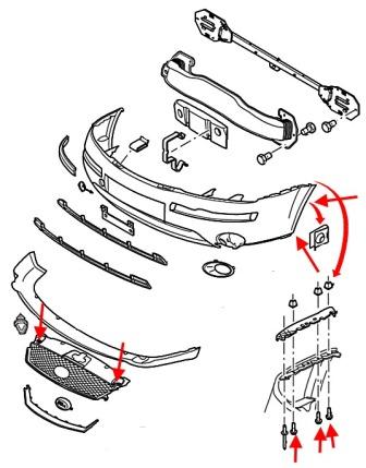 Montageplan für Frontstoßstange Ford Mondeo Mk3 (2000-2007)