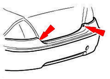 Montageplan für die hintere Stoßstange des Ford Mondeo Mk3 (2000-2007)