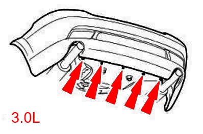 Montageplan für die hintere Stoßstange des Ford Mondeo Mk3 (2000-2007)