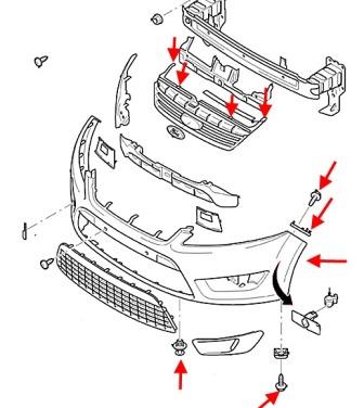 Montageplan für Frontstoßstange Ford Mondeo Mk4 (2007-2013)