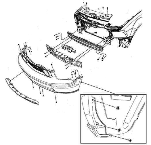 Ford Mustang Frontstoßstangen-Montageschema (2005-2014)