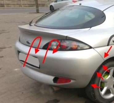 Befestigungsstellen eines Heckstoßfängers Ford Puma