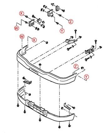 Montageplan für vordere Stoßstange Ford Ranger (2004-2006)