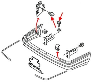 Montageplan für die hintere Stoßstange des Ford Sierra