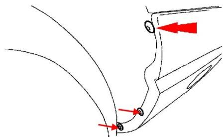 Montageplan für die hintere Stoßstange des Ford Thunderbird (2002-2005)